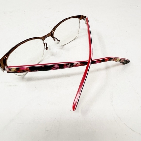 TED BAKER Eyeglass Frames D718 BRN Pink Floral Red Brown 140MM B:35 FOR FRAMES - Picture 7 of 13